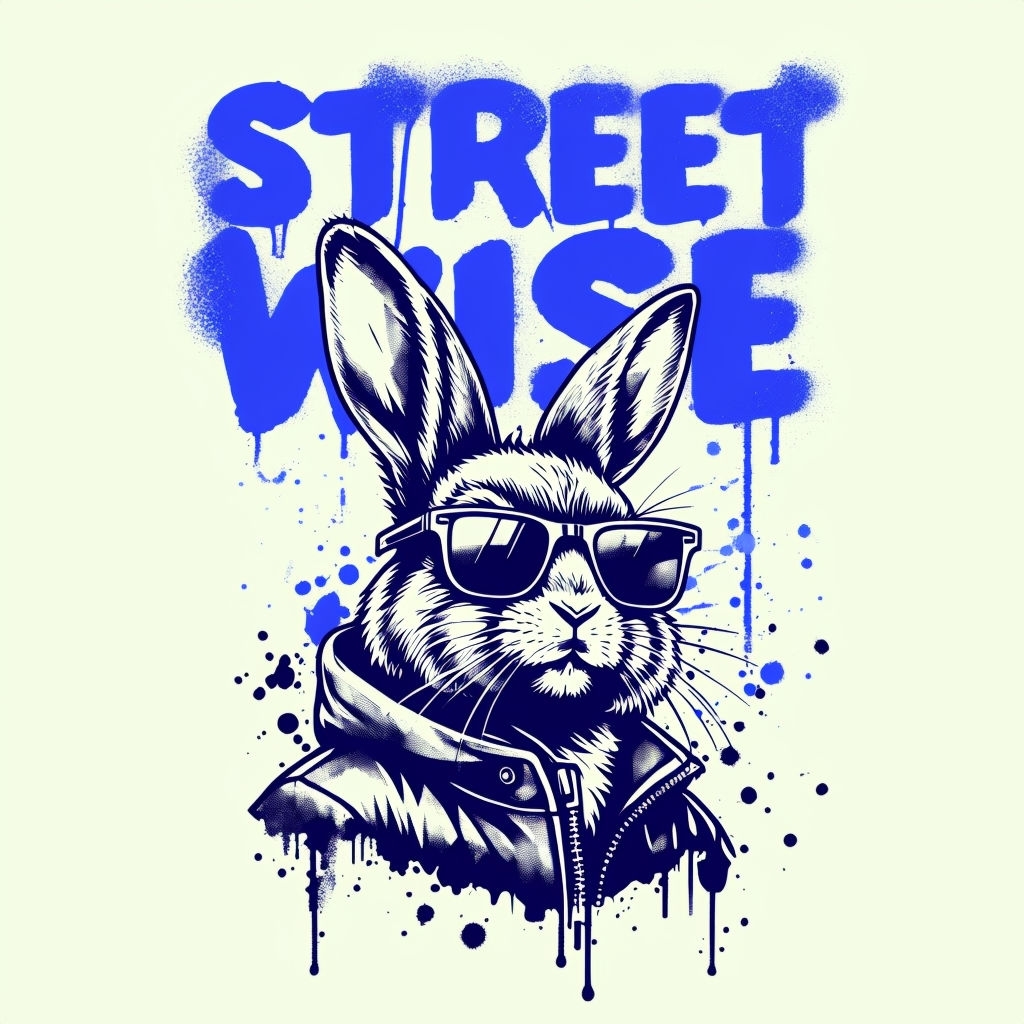 Street Wise Cool Bunny Urban Art T-Shirt
