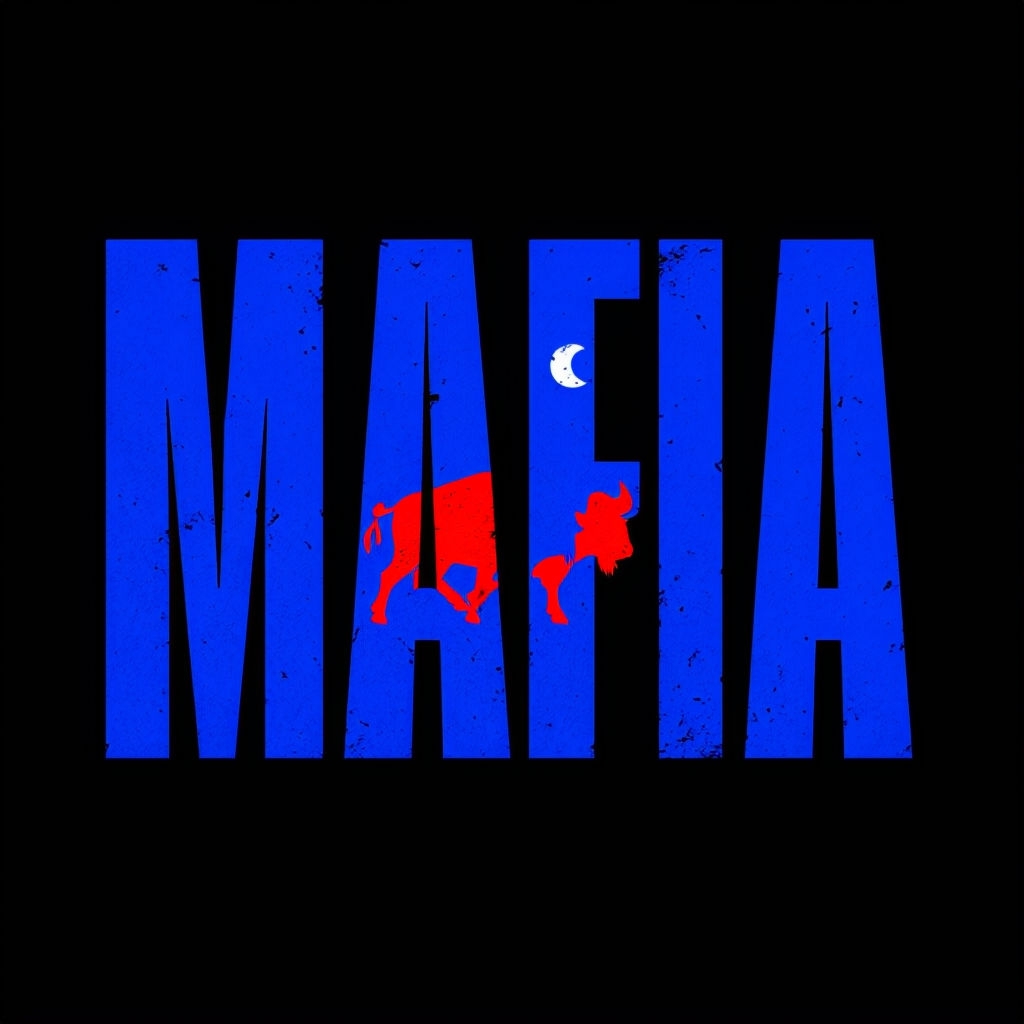 Bold Royal Blue 'MAFIA' Buffalo Graphic T-Shirt