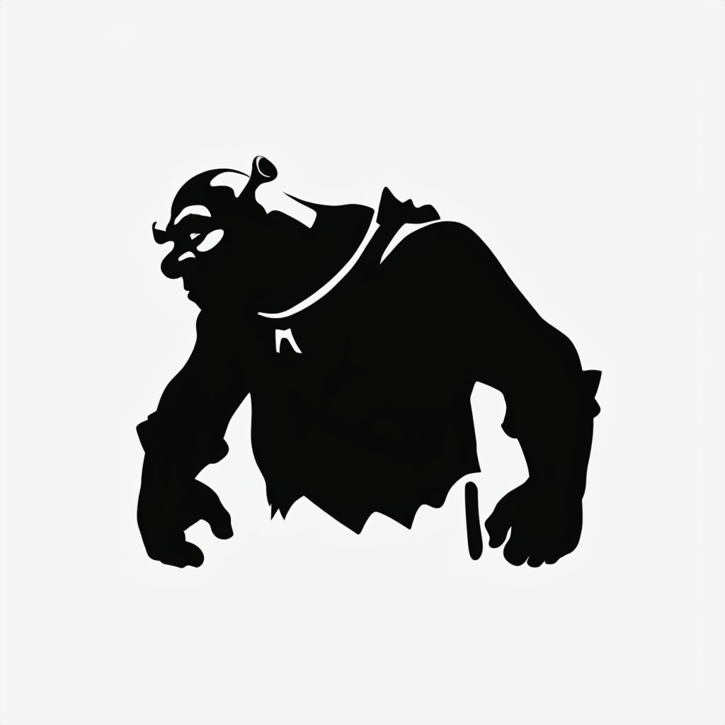 Minimalist Black Silhouette of Shrek Character Sticker