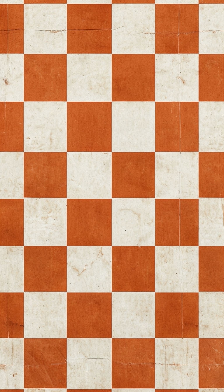 Vintage Burnt Orange and Ivory Checkered Pattern Phone Case Cover