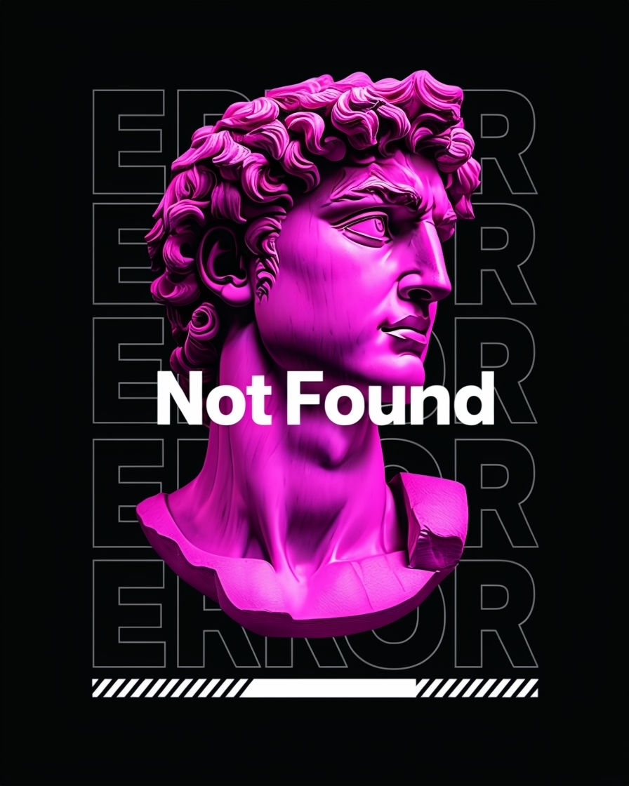 Magenta Bust of David with ERROR Text Modern Artwork Poster