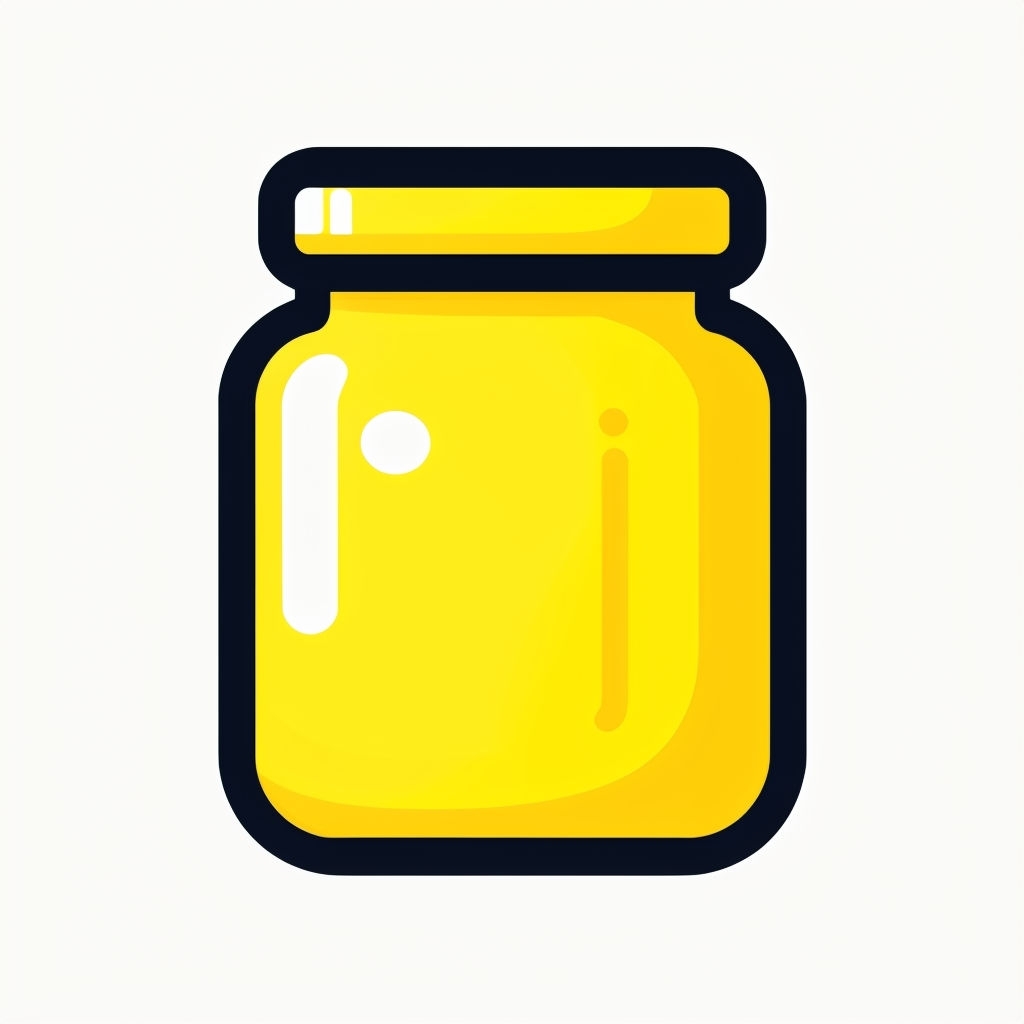 Bright Yellow Cartoon Jar Icon Sticker