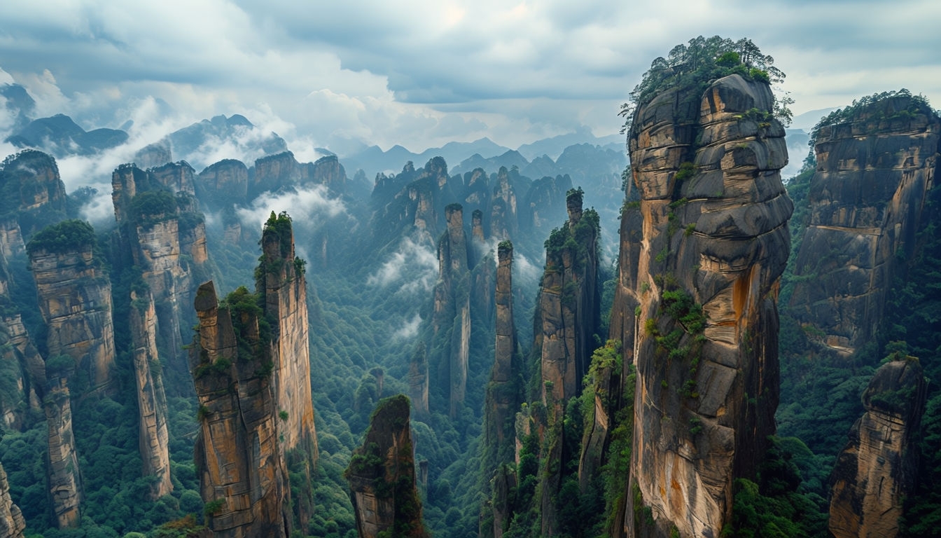 Breathtaking Pinnacle Rock Formations in Serene Landscape Background
