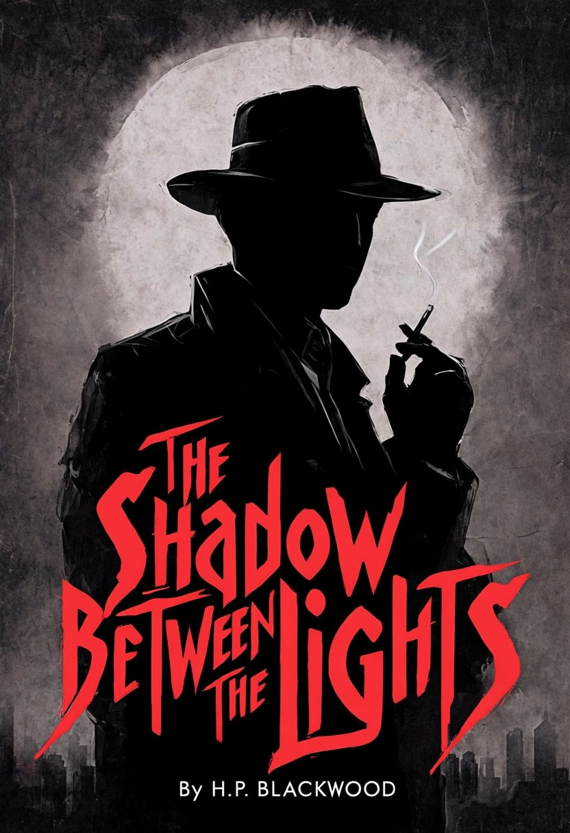 Vintage Hand-Painted Pulp Fiction Cover for The Shadow Between the Lights EBook Cover