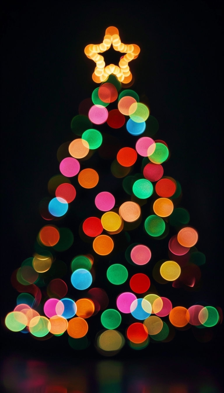 Colorful Abstract Christmas Tree Bokeh Lights Mobile Wallpaper