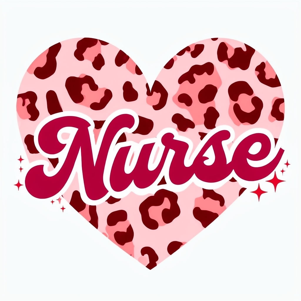 Bold Pink Leopard Print Heart with Nurse Text Mug