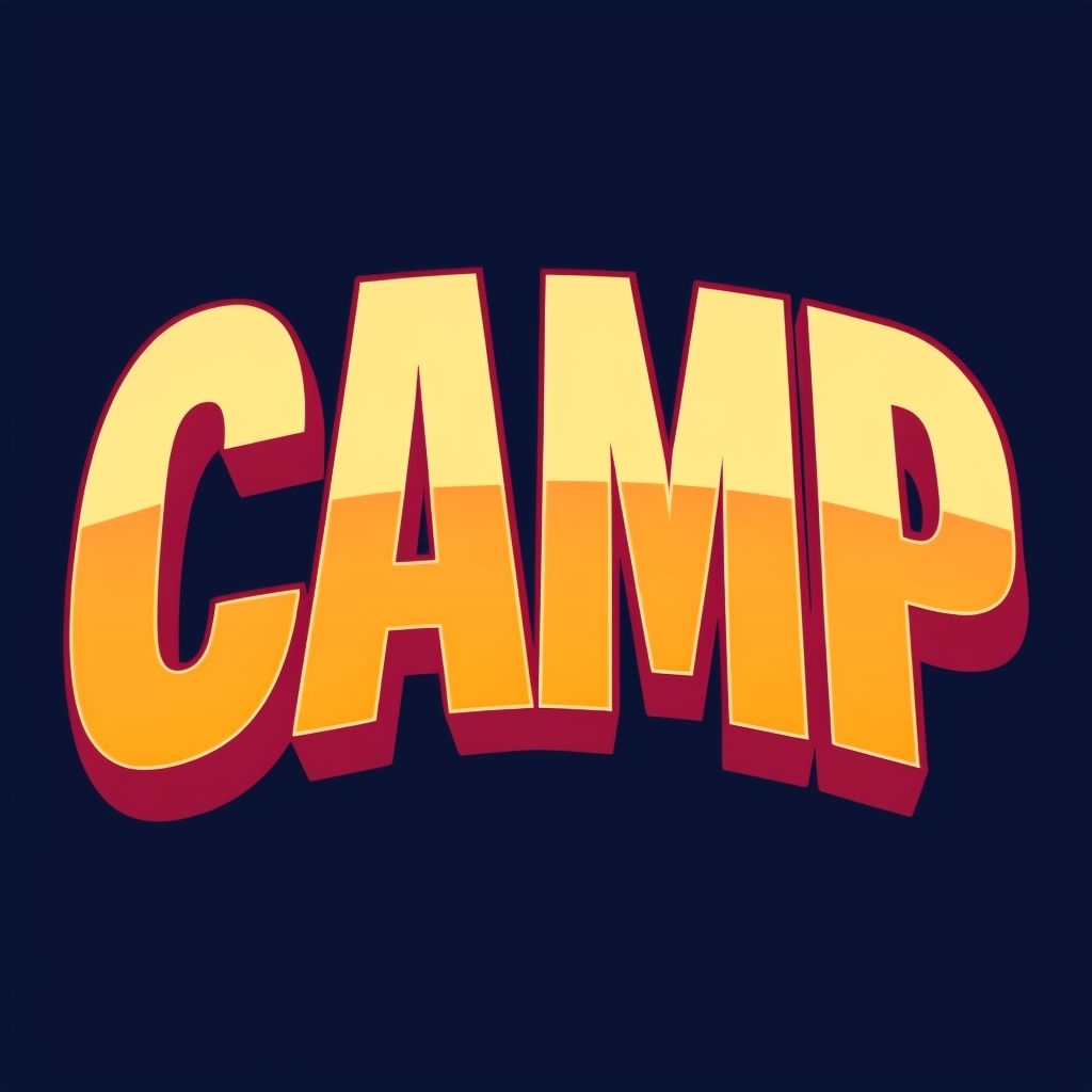 Bold CAMP Text Design on Dark Blue Background T-shirt