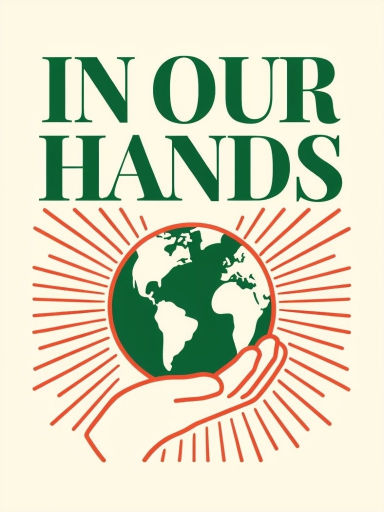 In Our Hands Minimalist Earth Care Illustration Poster