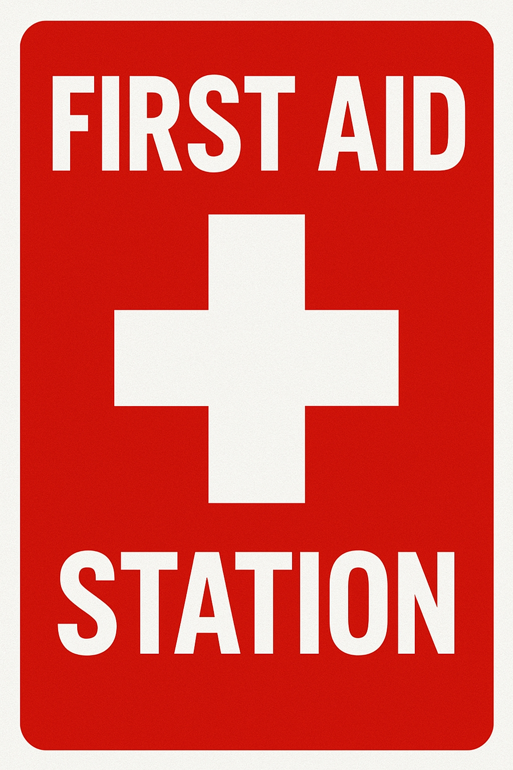 Vibrant Minimalist First Aid Station Sign Design for Events