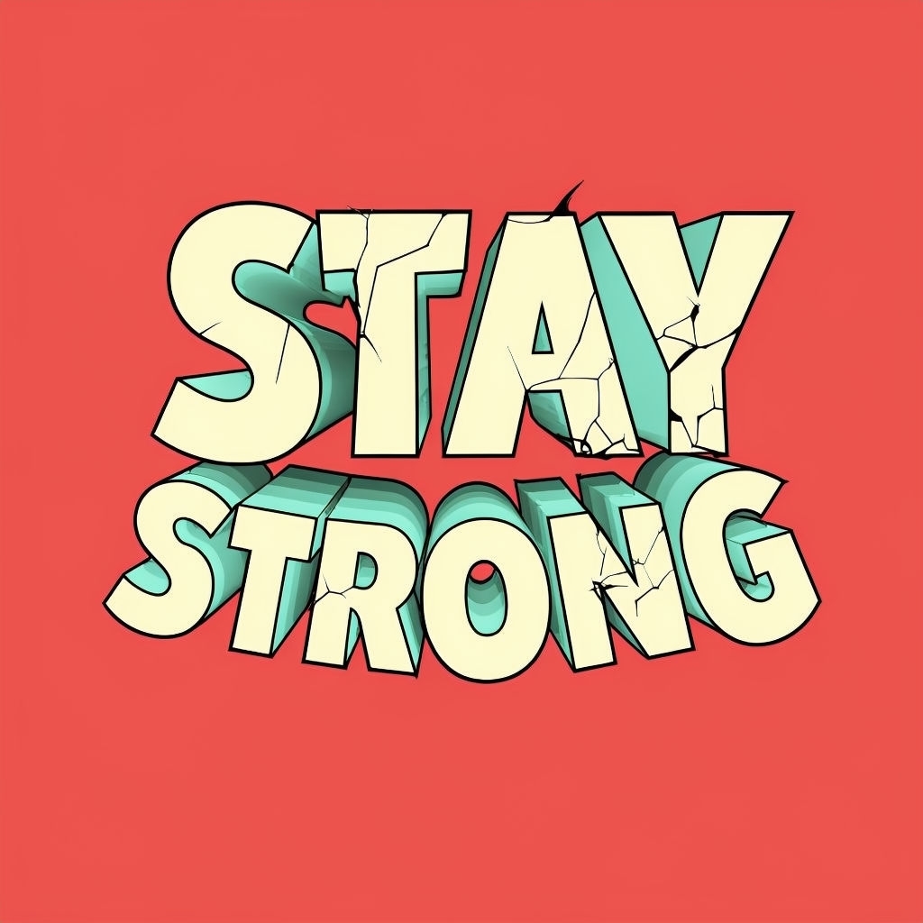 Stay Strong Bold 3D Text Motivational T-Shirt