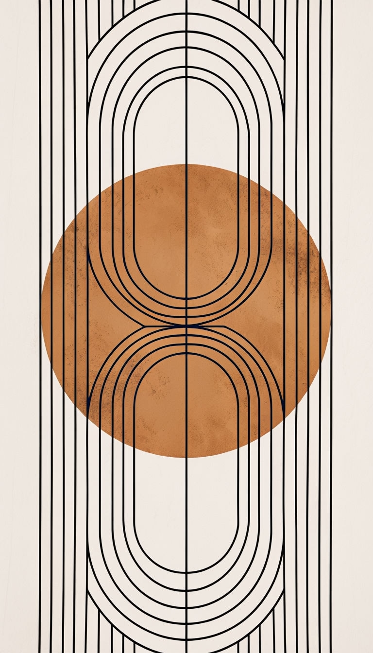 Modern Camel Brown Abstract Circle Art Poster