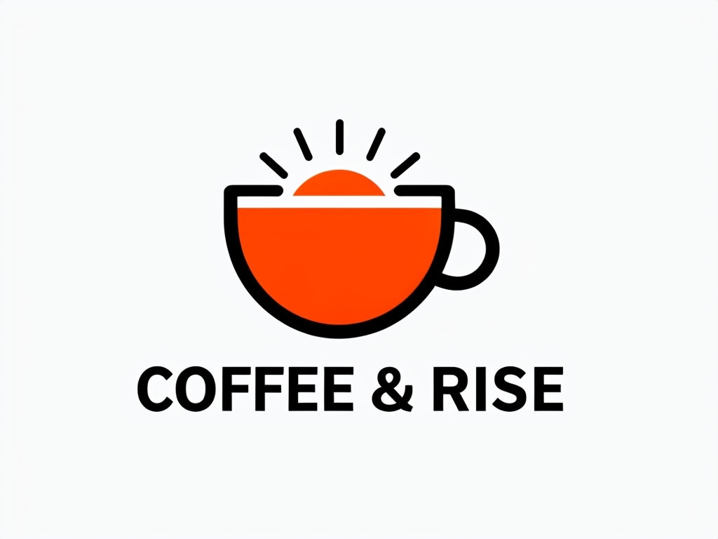 Minimalist Coffee & Rise Logo Design with Sunrise Icon