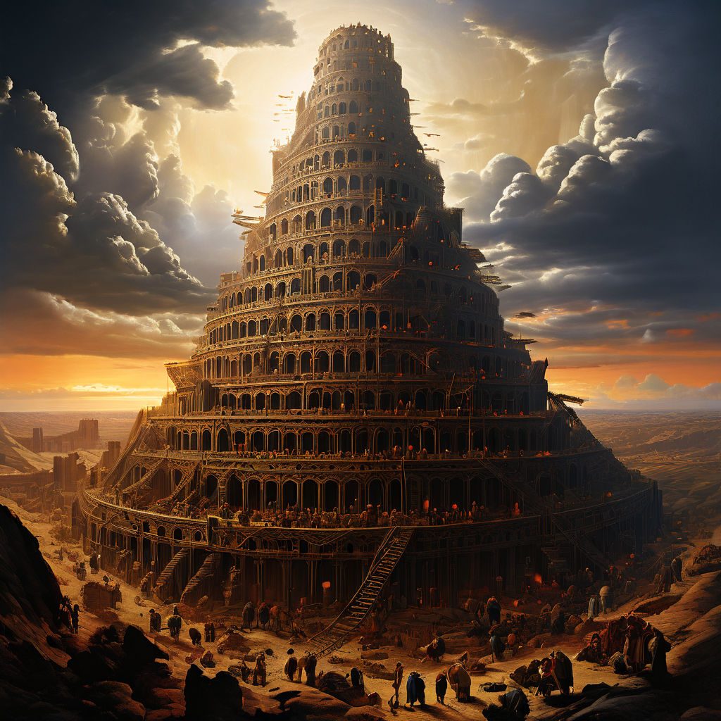 image of the construction of the tower of babel by Fernando Gonzalez ...