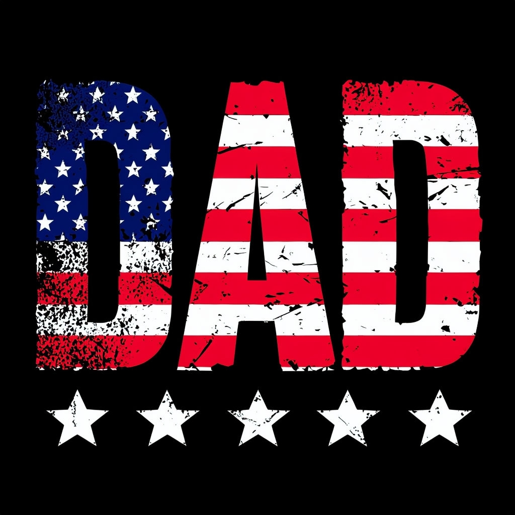 Patriotic Distressed DAD Typography Illustration T-Shirt