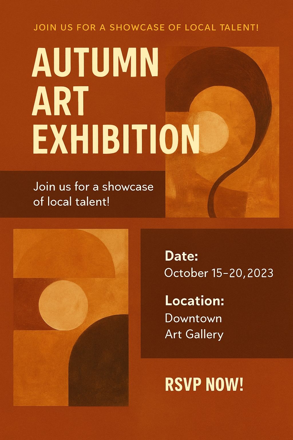 Warm Autumn Art Exhibition Invitation Flyer Design