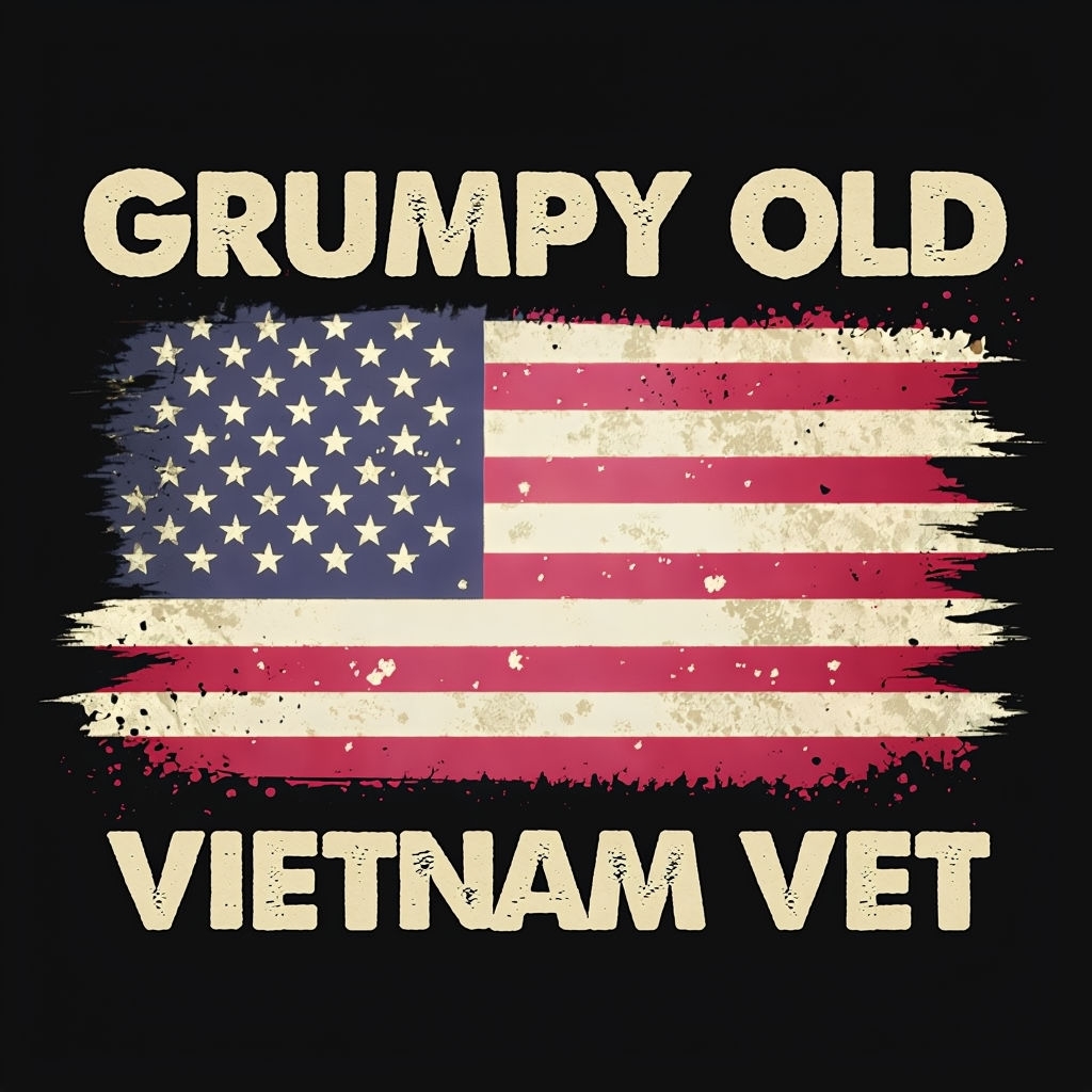 Distressed American Flag Grumpy Old Vietnam Vet T-Shirt