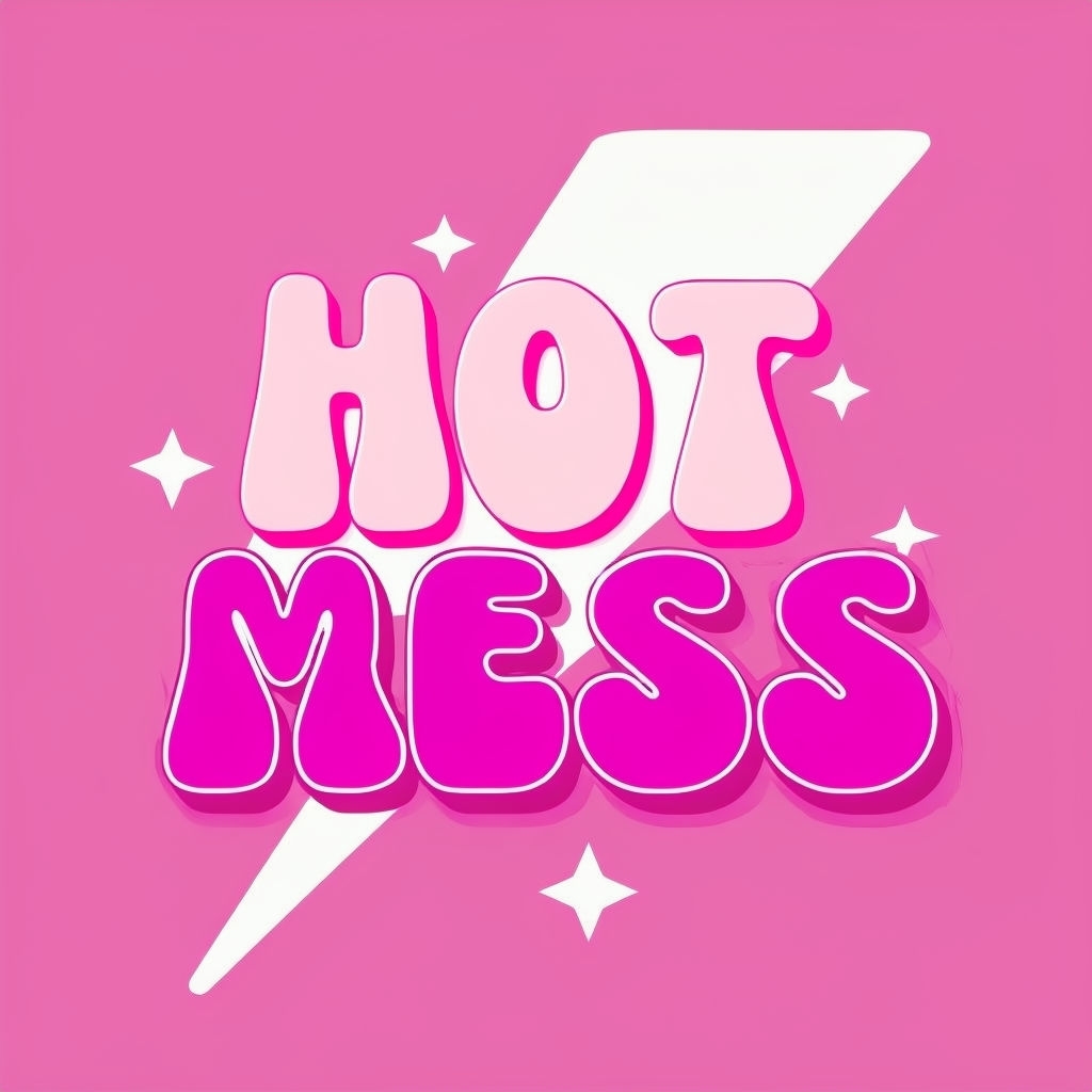 Vibrant Retro 'HOT MESS' Bubble Font Art Sticker