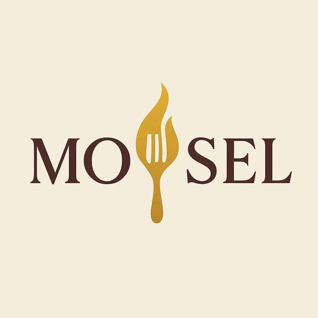 Modern Minimalist MOSEL Logo with Fork Design