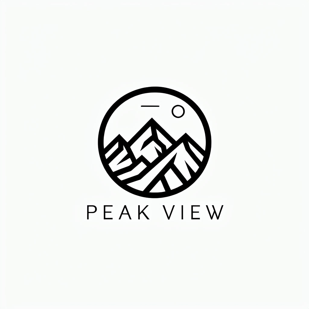 Minimalist Black Peak View Logo Design on White Background