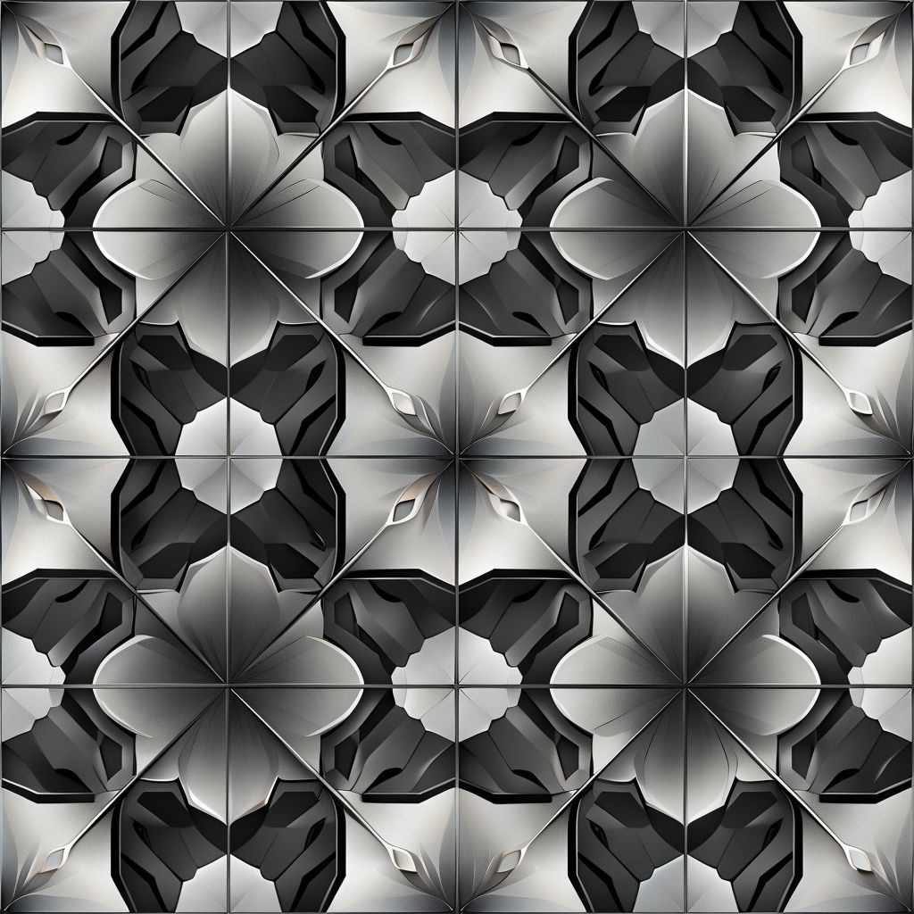 Charcoal Black and Pearl White Geometric Hexagon Pattern Seamless Pattern