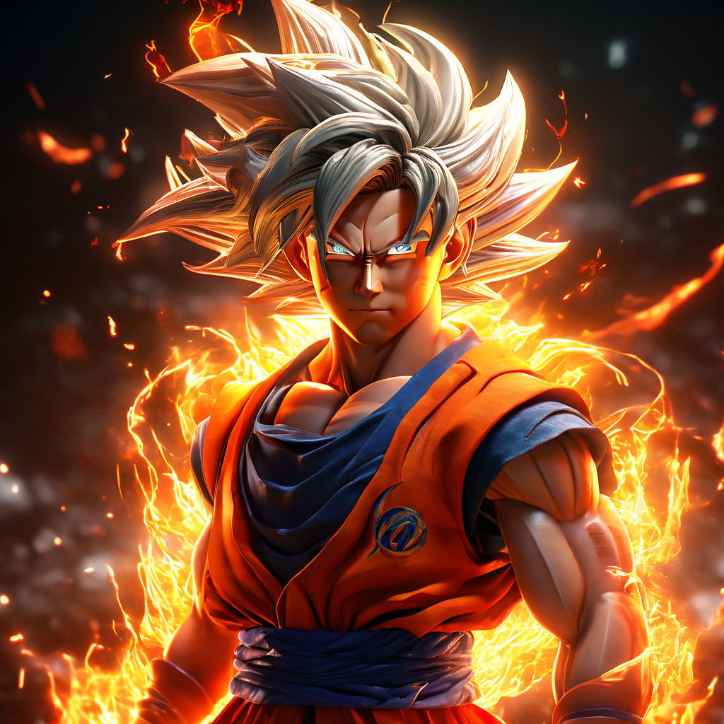 Goku transformed into Super Saiyan 7 with flowing long hair by darkness ...