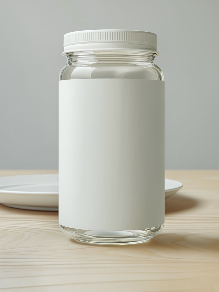 Classic Clear Glass Food Jar with White Label Mockup