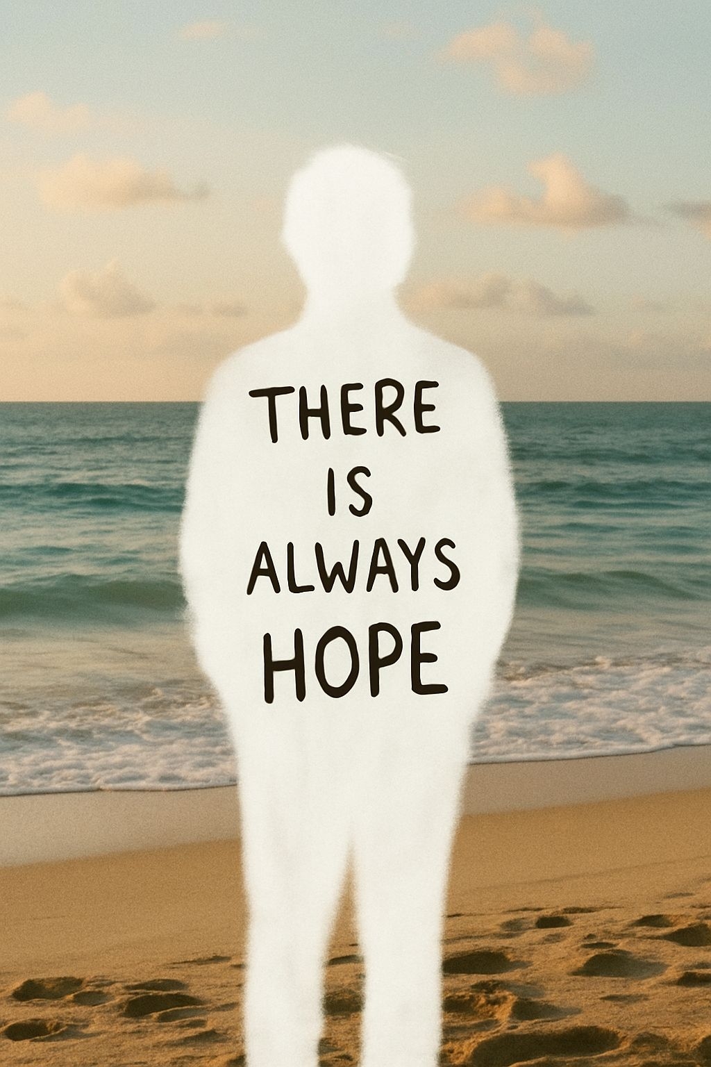 Serene Beach Scene with Inspirational 'There Is Always Hope' Quote Mobile Wallpaper