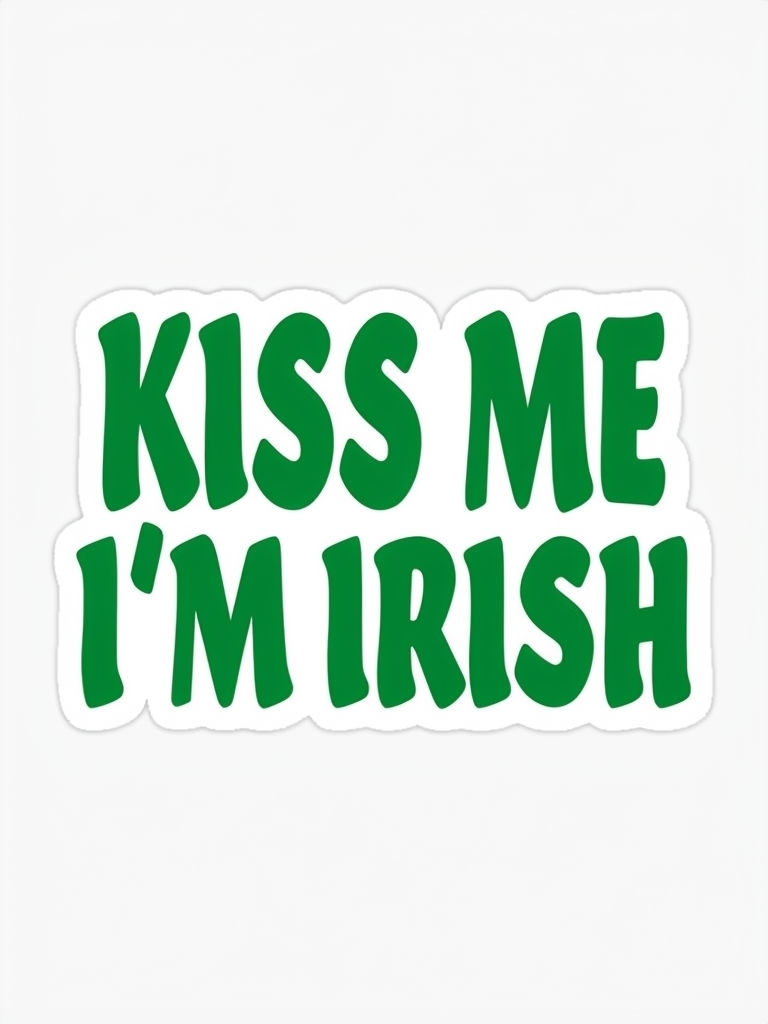 Kiss Me I'm Irish Playful Forest Green Sticker