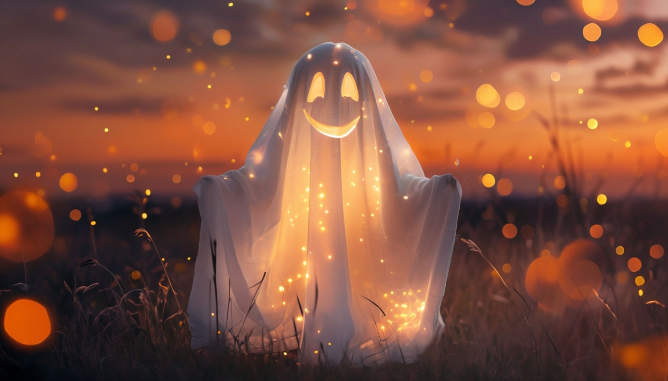 Eerie Glow of a Whimsical Ghost at Sunset Art