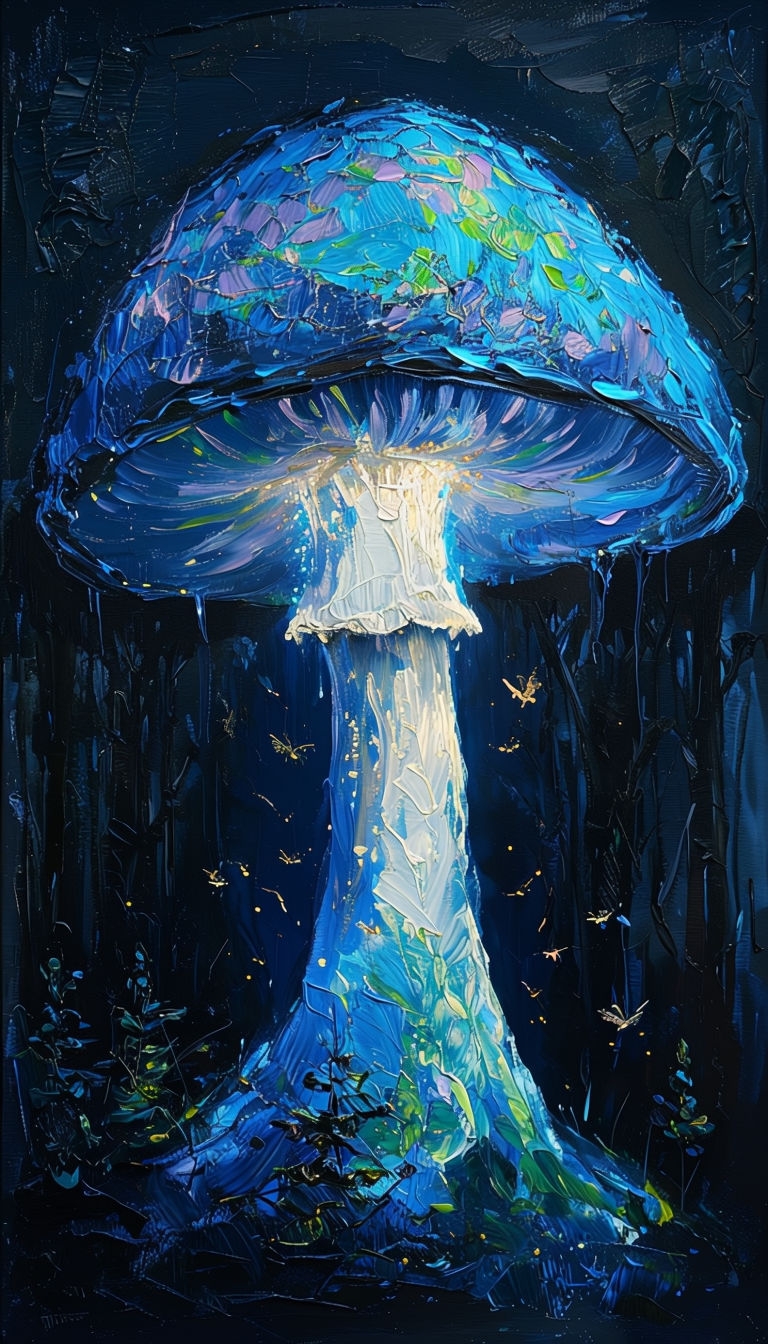 Bioluminescent Mushroom Fantasy in Enchanted Forest Mobile Wallpaper