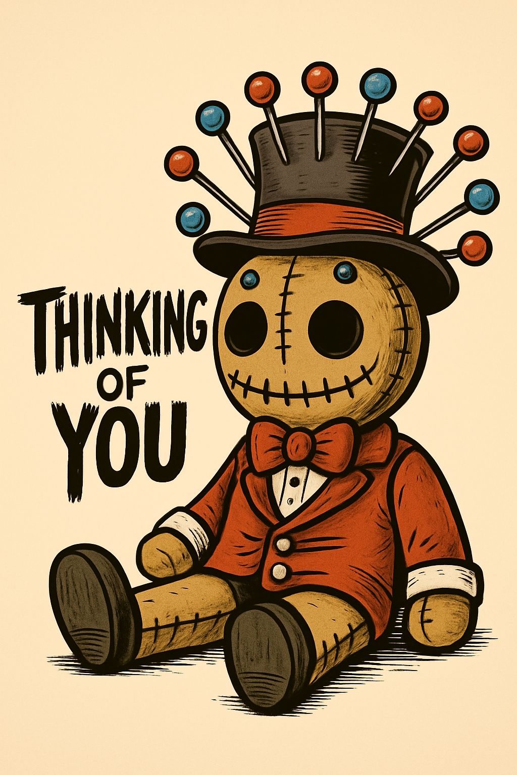 Whimsical Vintage Doll Thinking of You Card Design // for Cards & Invites category