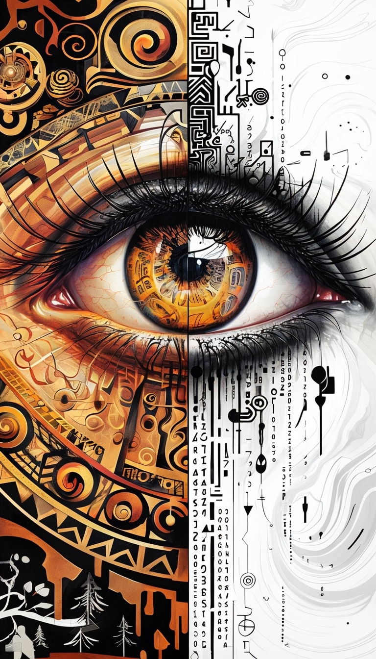Stunning Amber Eye with Geometric Patterns Digital Art Phone Case Cover