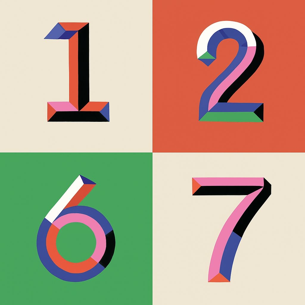 Vibrant Geometric Number Design in Bold Colors Seamless Pattern
