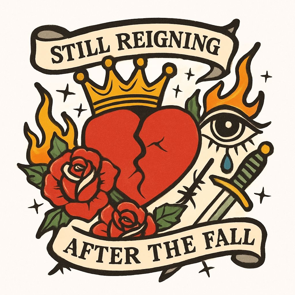 Vintage Tattoo Broken Heart with Roses and Eye T-Shirt