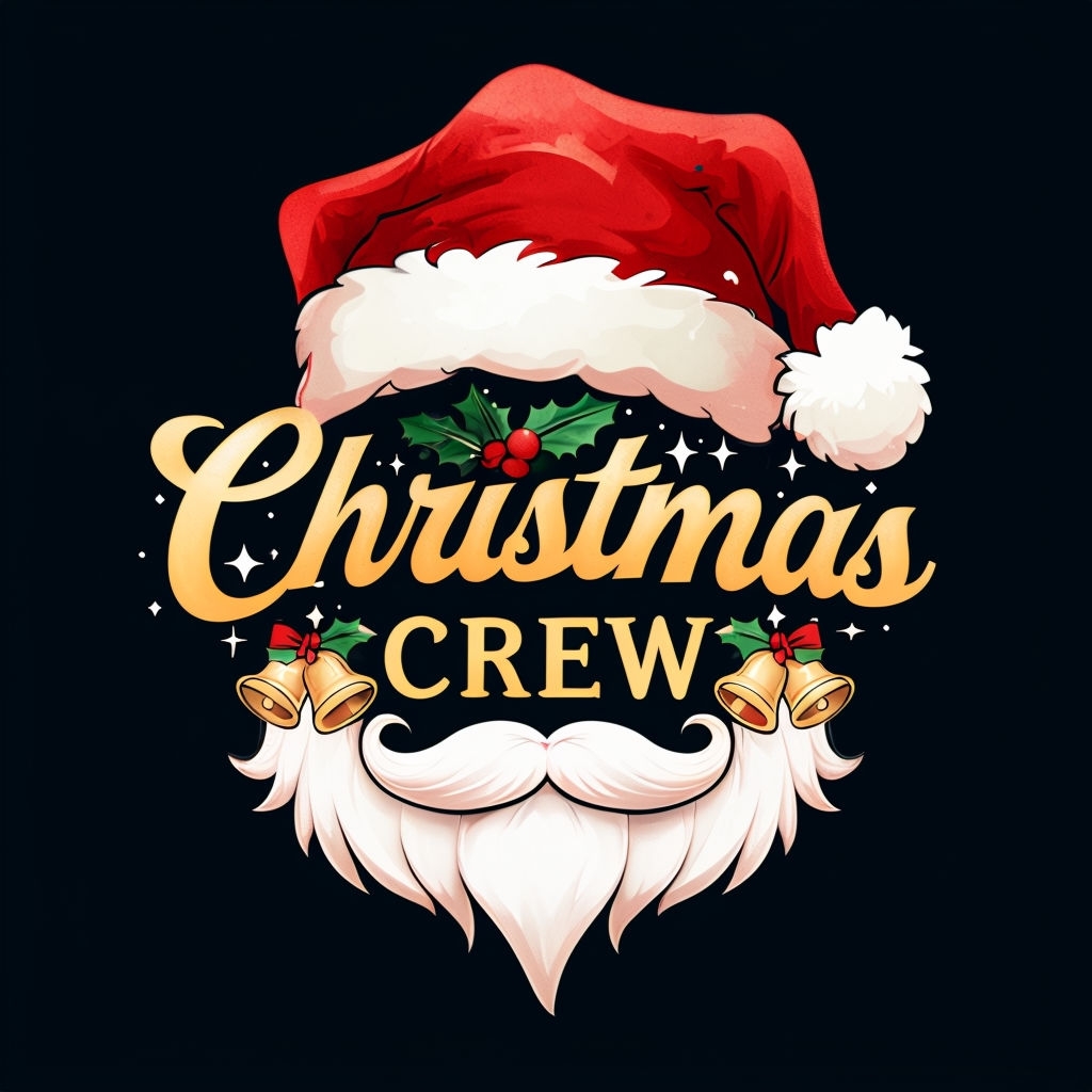 Festive Christmas Crew Santa Hat Graphic T-Shirt
