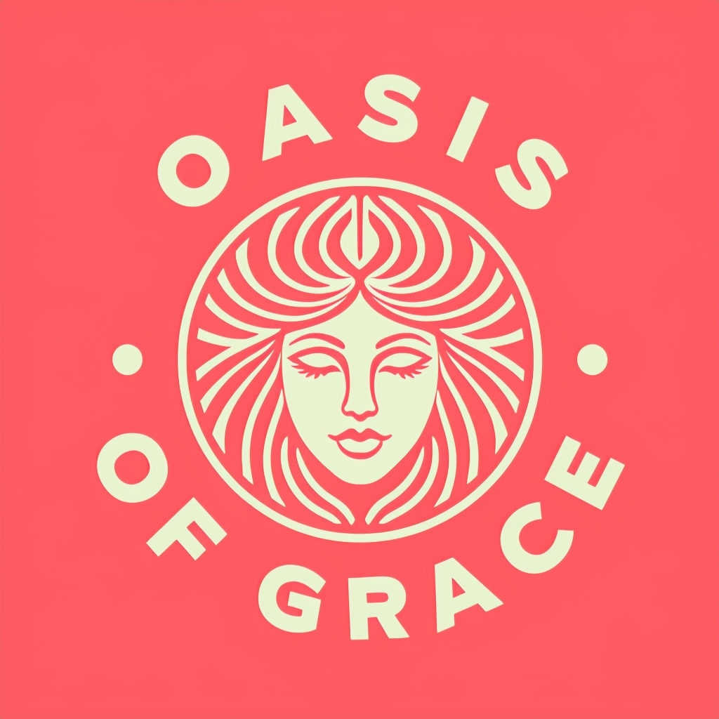 Minimalist Oasis of Grace Logo with Stylized Female Face