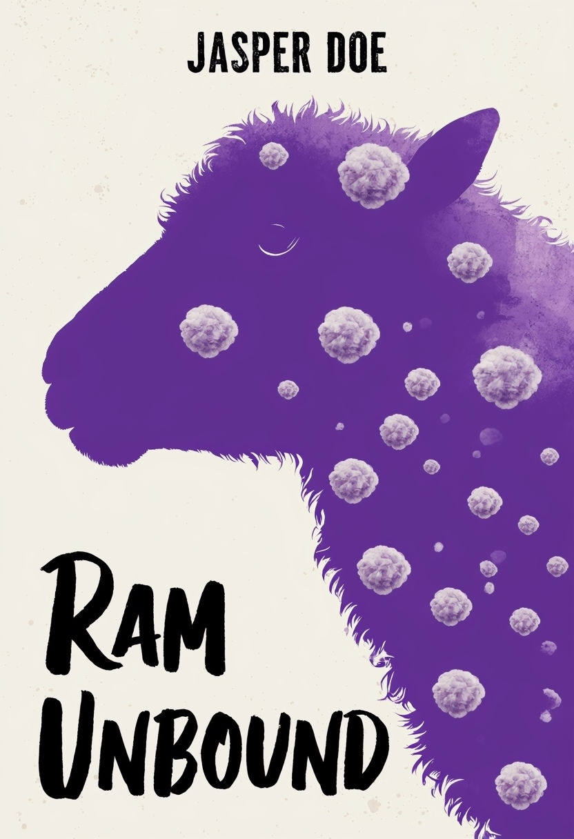 Violet Sheep Silhouette with Wool Balls for Book Cover Design EBook Cover