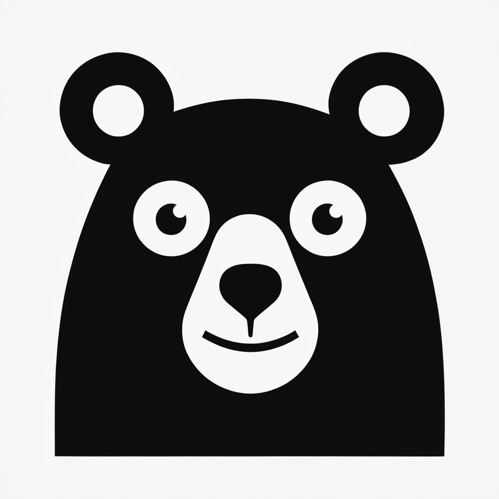Minimalist Black Bear Head Illustration with Playful Expression Mug