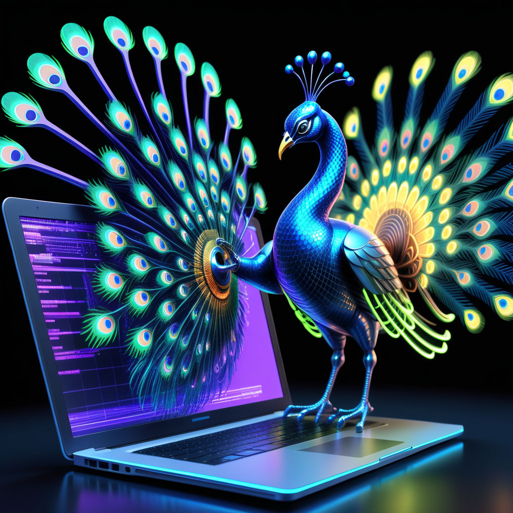 Transparent giant neon peacock with giant neon peacock hand ... by ...