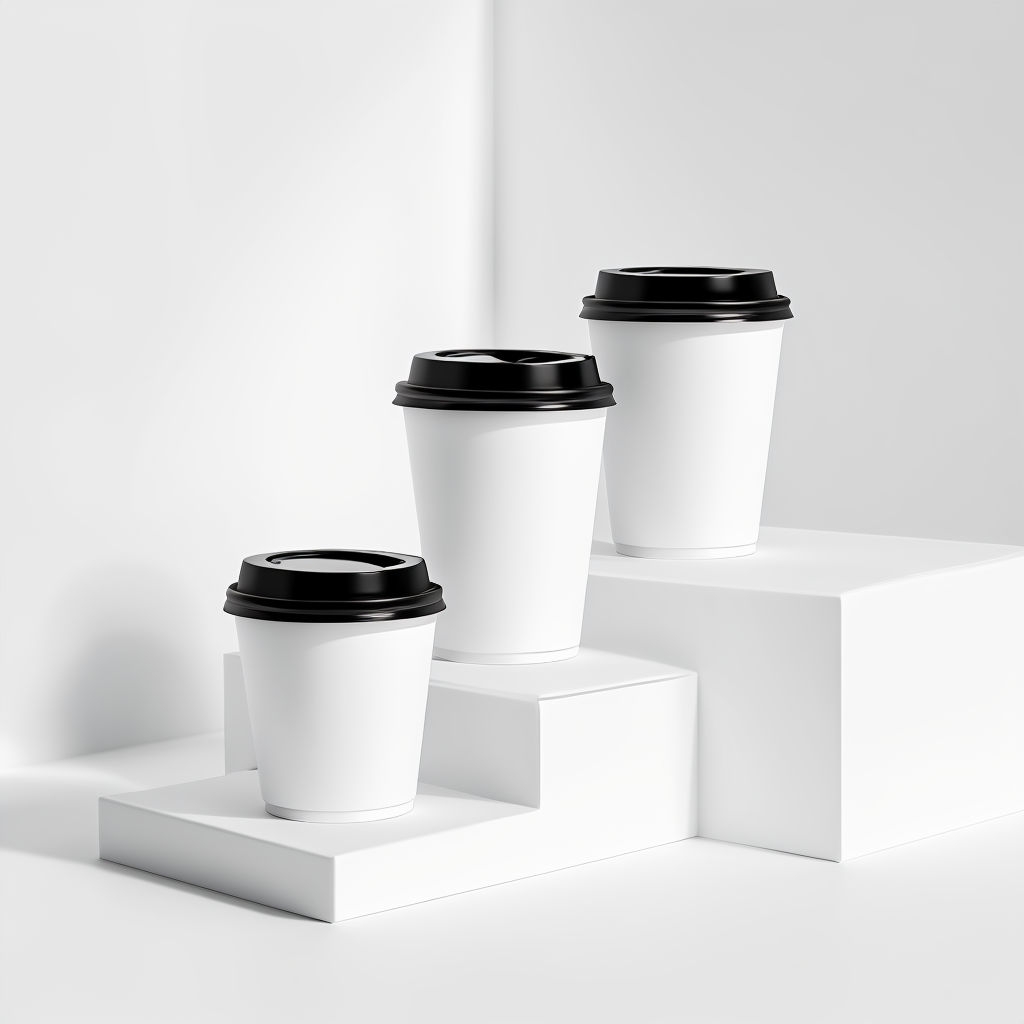Minimalist Disposable Paper Cups Mockup Template Displayed Elegantly