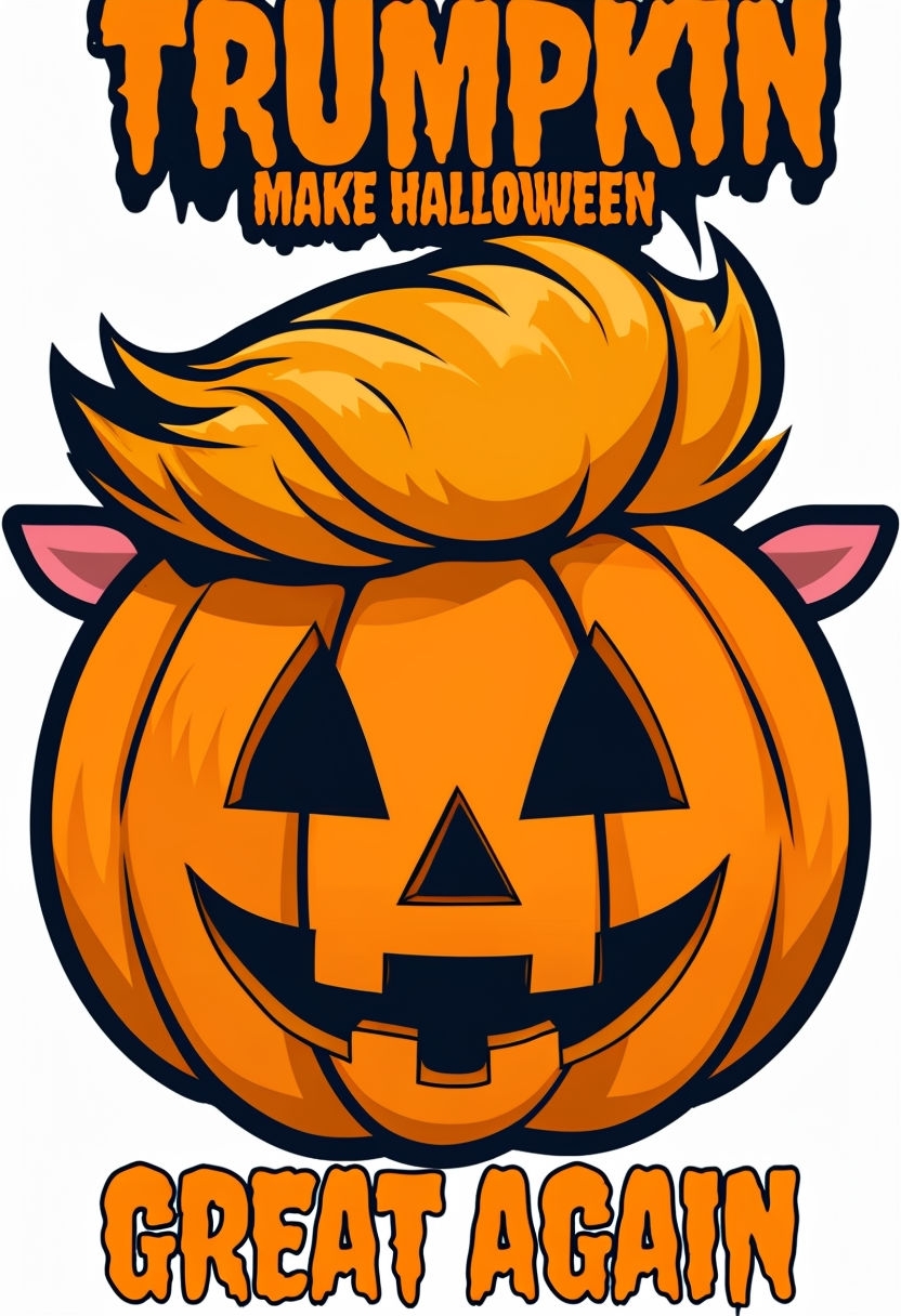 Playful Trumpkin Jack-O'-Lantern Halloween Art Poster