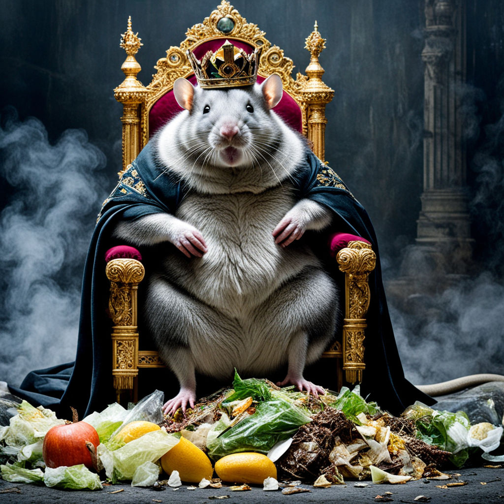 The very fat rat king sitting on his throne eating garbage by Reef O ...