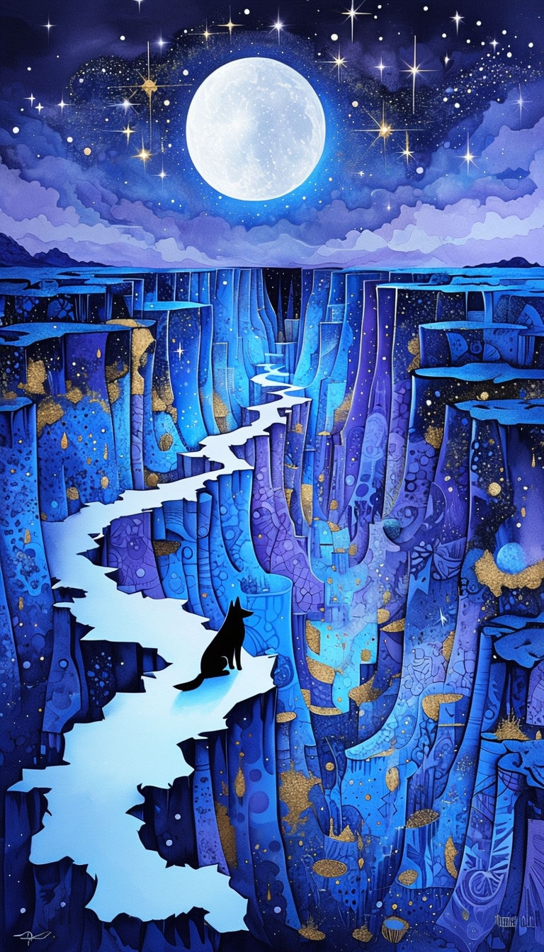Mystical Nighttime Landscape with Cosmic Cliffs Mobile Wallpaper