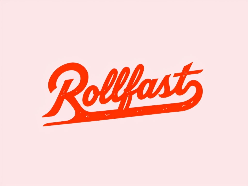Vibrant Rollfast Cursive Logo on Light Pink T-Shirt
