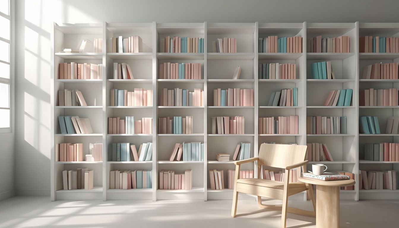 Cozy Minimalist Library Reading Corner Art