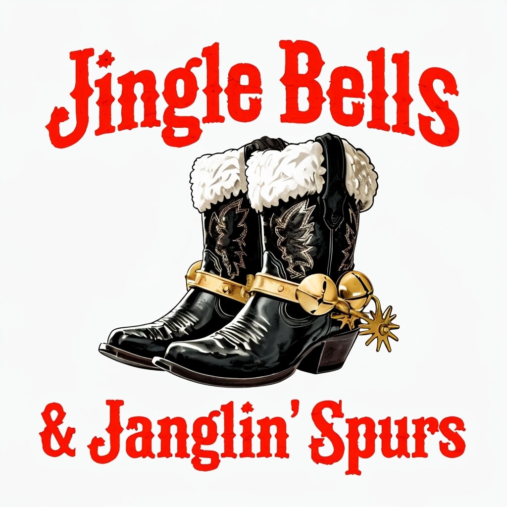 Jingle Bells & Janglin' Spurs Cowboy Boots T-Shirt