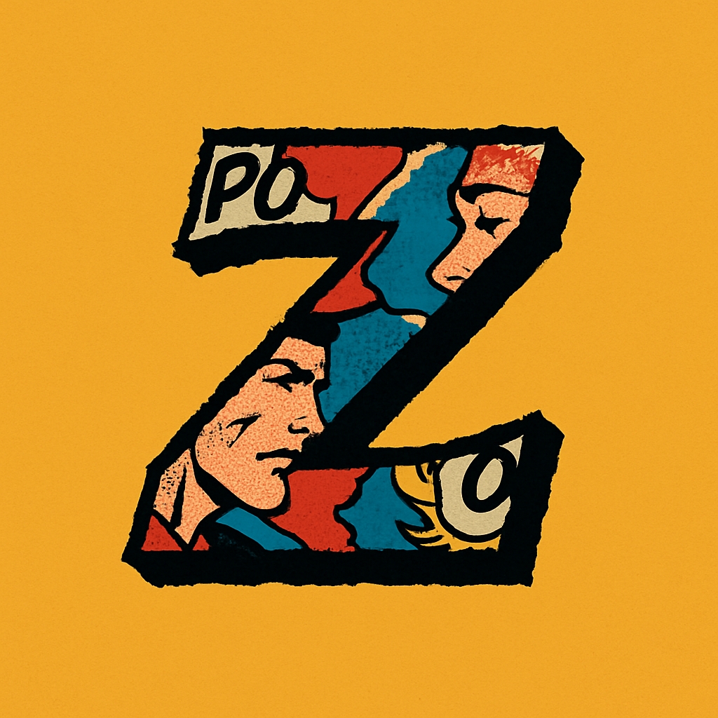 Stylized Pop Art Letter Z with Comic Faces Illustration Monogram