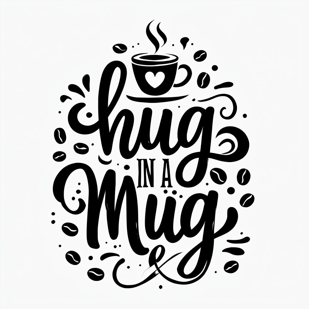 Warm Hug in a Mug Hand-Lettered Typography Design Mug