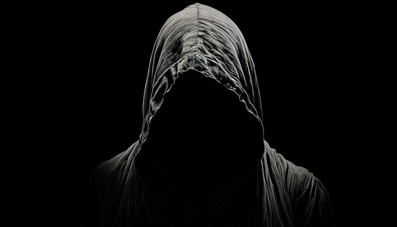 Mysterious Hooded Figure Portrait in Dark Noir Style Virtual Backgrounds