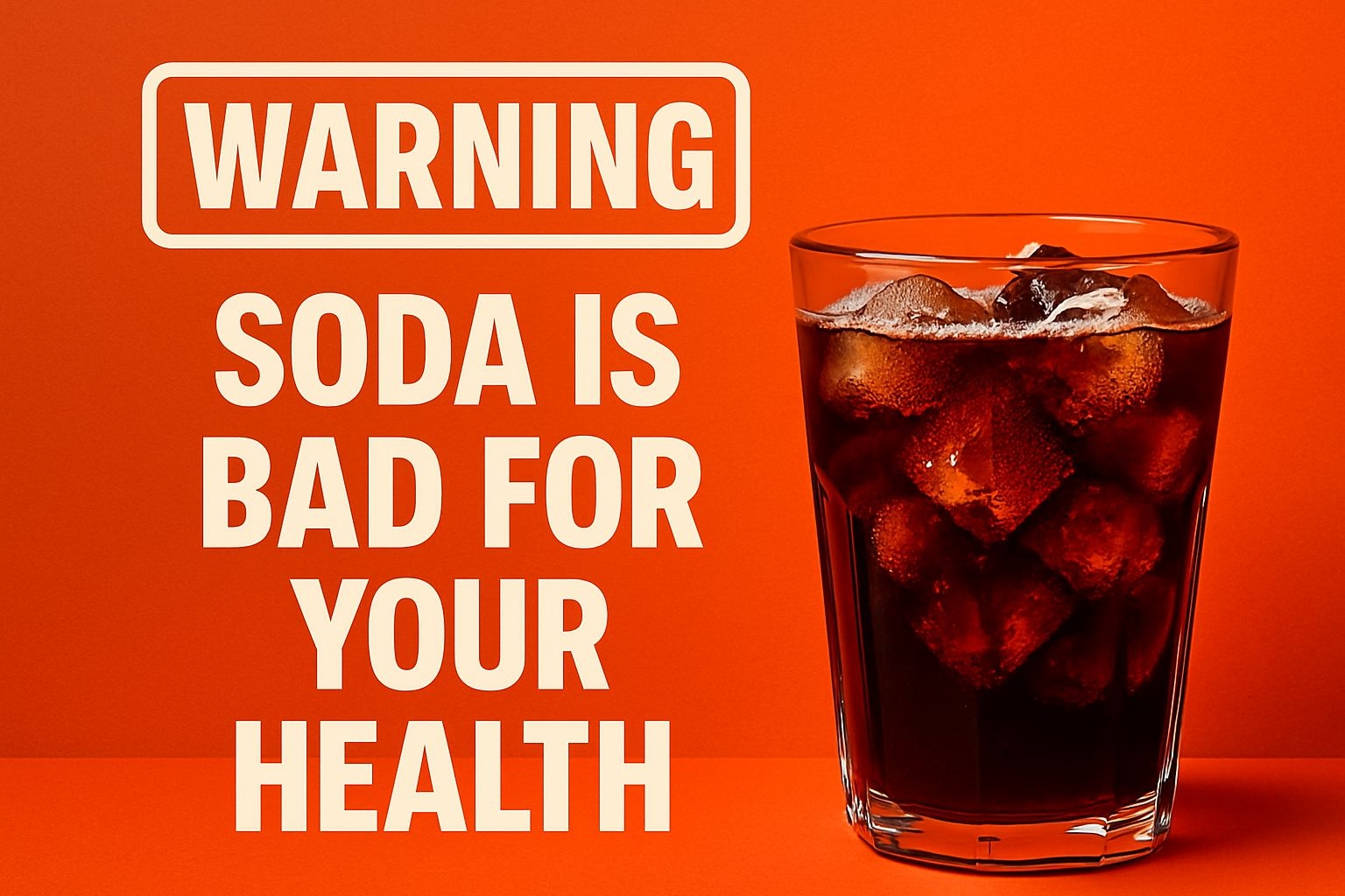 Bold Soda Warning Message with Glass Drink Advertisement Social Media Post